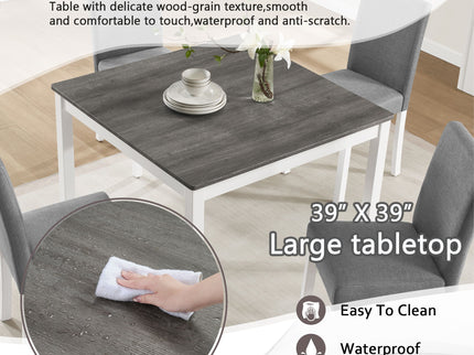 5 Piece Dining Table Set With 4 Chairs For Kitchen - Gray / White