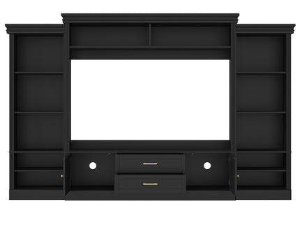 Elegant Entertainment Center Wall Unit With Bookshelves