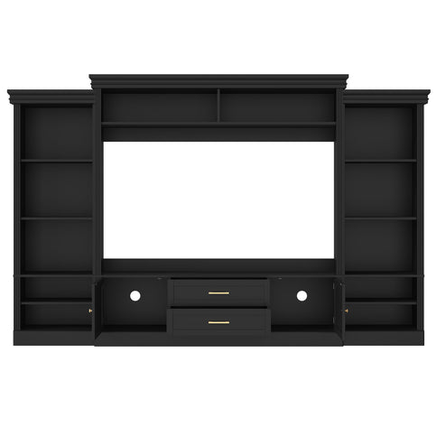 Elegant Entertainment Center Wall Unit With Bookshelves