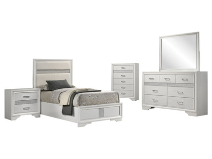 Modern Bedroom Set With Upholstered Headboard And Textured Storage