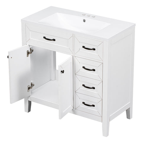 Modern Bathroom Vanity With Sink, Freestanding With Drawers And Doors