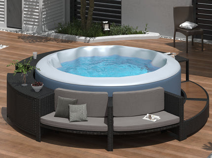 Spa Surround Spa Frame Patio Rattan Sofa Set With Storage Spaces, Mini Sofa And Comfortable Cushion For Patio, Backyard