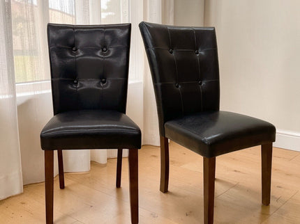 Britney - Synthetic Leather Side Chair (Set of 2) - Brown / Walnut