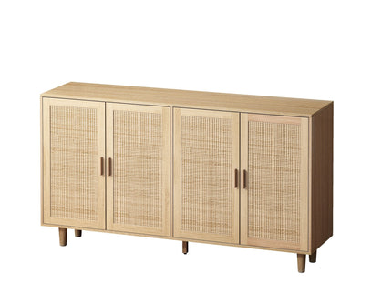 Elegant And Functional Rattan Decorative Storage Cabinet With 4 Doors