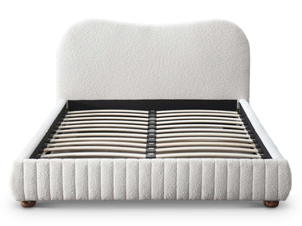 Norme - Queen Size Upholstered Low Profile Platform Bed - Cream