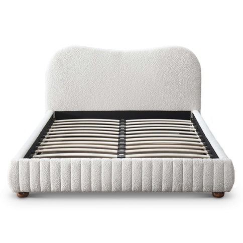 Norme - Queen Size Upholstered Low Profile Platform Bed - Cream
