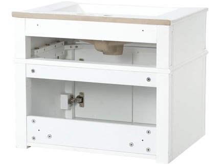 Wall Mounted Bathroom Vanity With Tip Out Drawer And Open Back Design