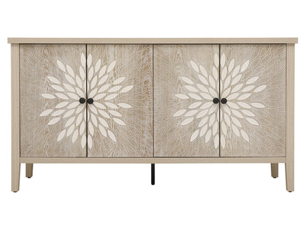 Modern Storage Cabinet With 4 Doors & Adjustable Shelves