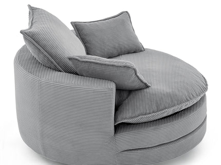 360° Swivel Accent Barrel Chair With Dual Layer Cushion And 3 Removable Pillows