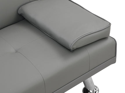 Modern Sofa Bed With Armrest 2 Holders, Wood Frame & Stainless Leg
