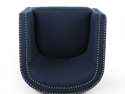 Modern Upholstered Swivel Club Chair With Nailhead Trim