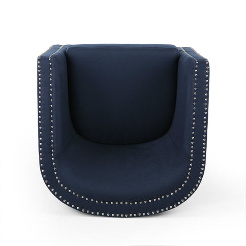 Modern Upholstered Swivel Club Chair With Nailhead Trim