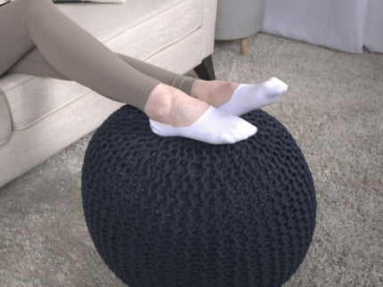 Bordeaux - Knitted Round Pouf Ottoman, Floor Cushion