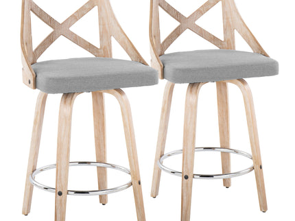 Charlotte - Farmhouse Fixed Height Counter Stool With Swivel And Round Footrest (Set of 2)