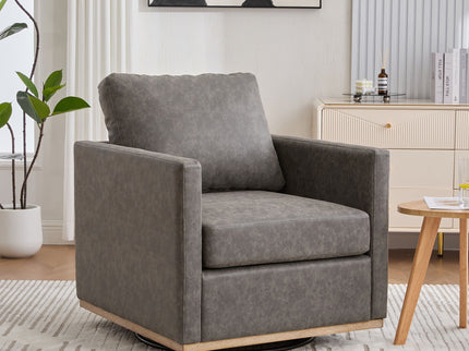 Modern Upholstered Square Swivel Accent Chair With 360 Degree Rotation