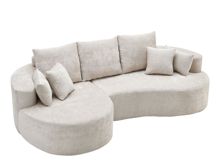 2 Piece Fabric Cloud Curved Sectional Sofa With Chaise For Living Room