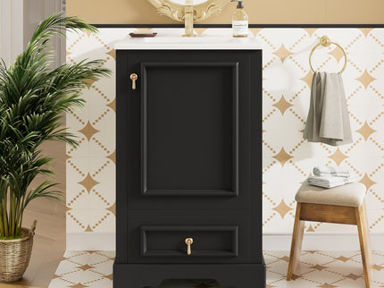 Bathroom Vanity With Sink, Soft Close Door, Adjustable U-Shaped Shelf