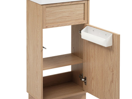 15.75" Bathroom Vanity With Reversible Resin Sink And Cabinet - Wood