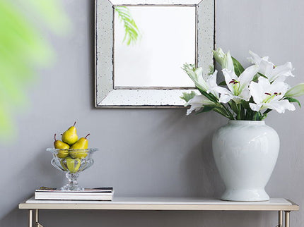 Distressed Accent Mirror, Traditional Style Framed Wall Mirror For Living Room