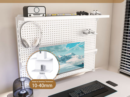 Clamp On Desk Pegboard With Single Monitor Stand