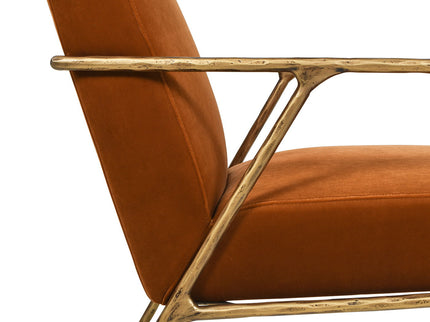 Aerin - Hammered Brass Upholstered Accent Arm Chair