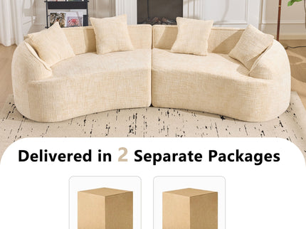 Curved Compressed Sofa, Nordic-Style Design For Living Room
