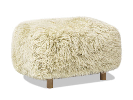 Enchante - New Zealand Sheepskin Rectangular Accent Ottoman - Taupe / Natural