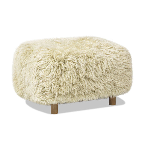 Enchante - New Zealand Sheepskin Rectangular Accent Ottoman - Taupe / Natural