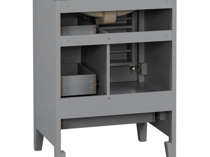 Modern Bathroom Vanity With Sink, Freestanding Cabinet With Drawers And Shelves