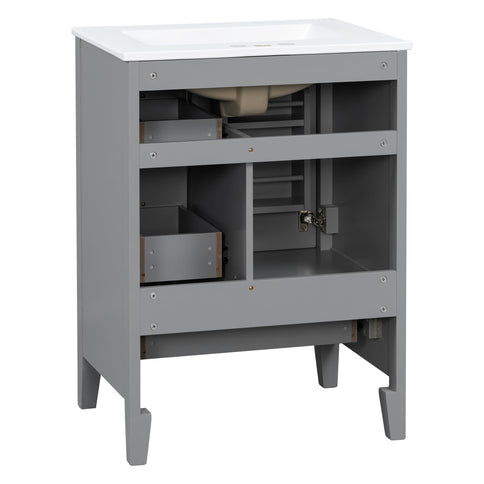 Modern Bathroom Vanity With Sink, Freestanding Cabinet With Drawers And Shelves
