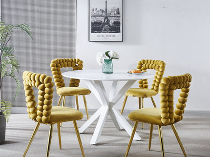 Modern Chair With Iron Tube Legs, Soft Cushions And Comfortable Backrest, Suitable For Dining Room, Living Room, Cafe, Hairball Back