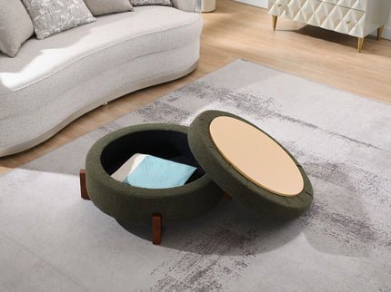 Round Storage Ottoman, Footrest Stool For Living Room