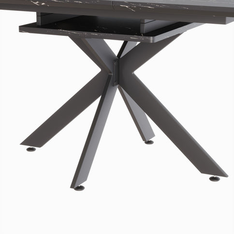 Extendable Dining Table Set With Curved Backrest Upholstered Chairs