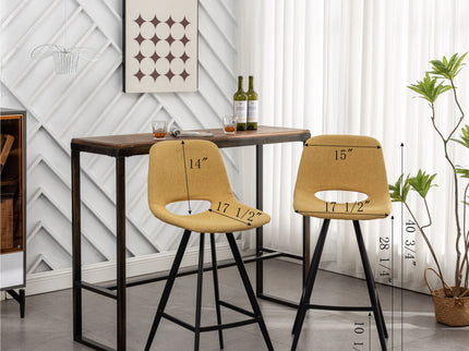 Porth - 28.25" Fabric Kitchen Counter Height Stools (Set of 2) - Orange