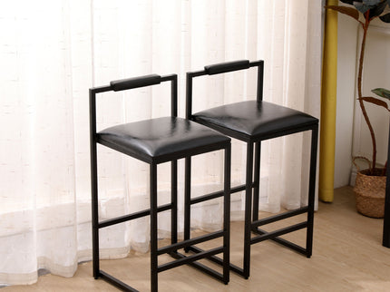 Elegant Bar Stool Set With Backrest And Footrest, Counter Height (Set of 2)