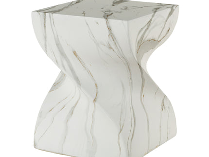 Outdoor End Table, Round Side Table For Patio And Garden - Marble
