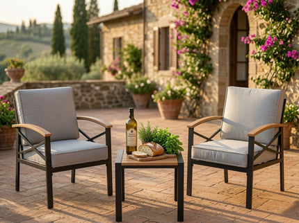 Square Outdoor Patio End Table - Black