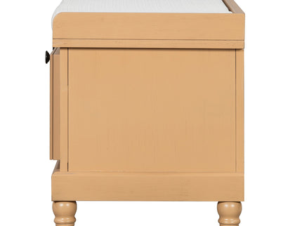 Shoe Bench With Cushion And 3 Drawers - Natural