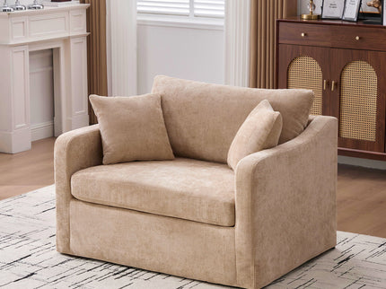 Farmhouse Accent Chair With 2 Bolster Pillows