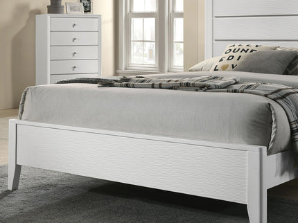 Modern Bed Frame With Wave Texture Headboard And Angled Legs