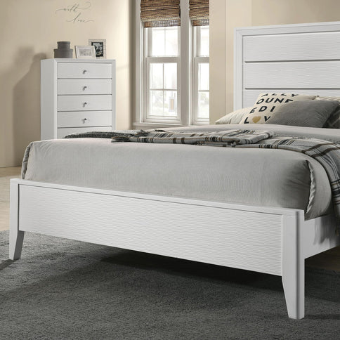 Modern Bed Frame With Wave Texture Headboard And Angled Legs