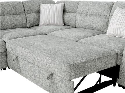 Emiliano - Sectional Sofa With 3 Pillows - Nickel