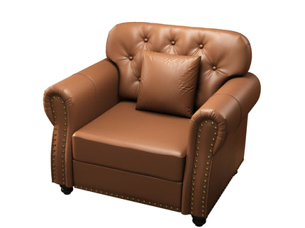 Upholstered Sofa With Nailhead Trim, Rolled Armrests With Ottoman