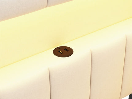 Upholstered Platform Bed With USB Ports And LED Belt
