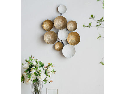 Contemporary Metal Wall Decor Accent - Golden / White