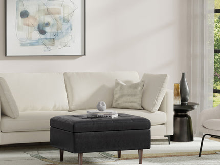 Shay - Large Square Coffee Table Storage Ottoman Mid-Century Style