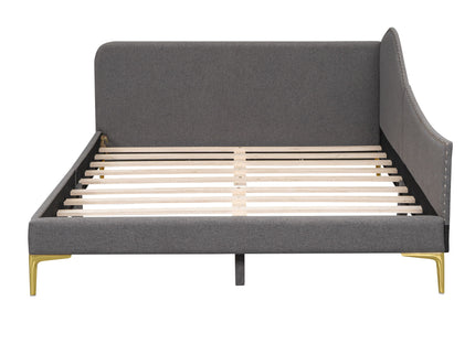 Upholstered Daybed With Headboard And Armrest, Support Legs