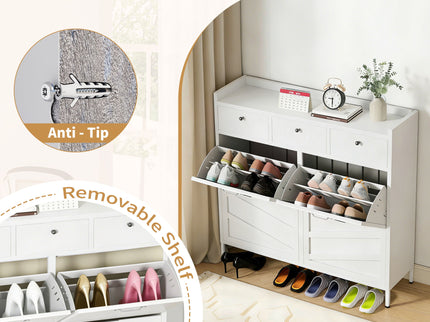 Shoe Cabinet With Flip Drawers