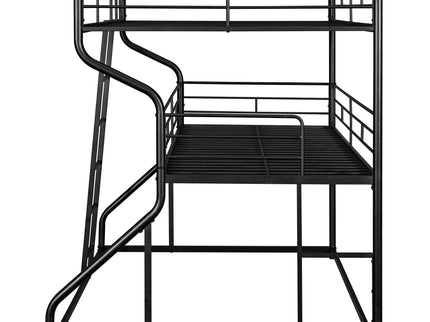 Industrial Triple Bunk Bed With Dual Ladders Frame, Space Saving Design