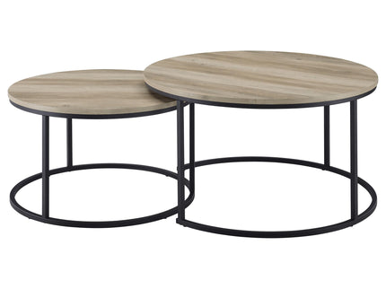 Arrize - 2 Piece Round Nesting Coffee Table Set - Pine Wood